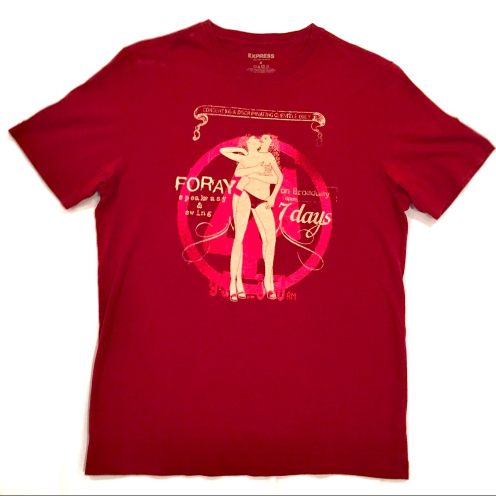 Express Men’s Size S Red Tee “The Kiss”